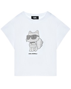 Топ с принтом "Choupette", белый Karl Lagerfeld kids