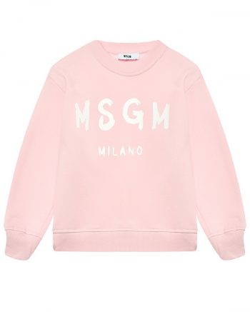 Свитшот из флиса с белым логотипом, розовый MSGM